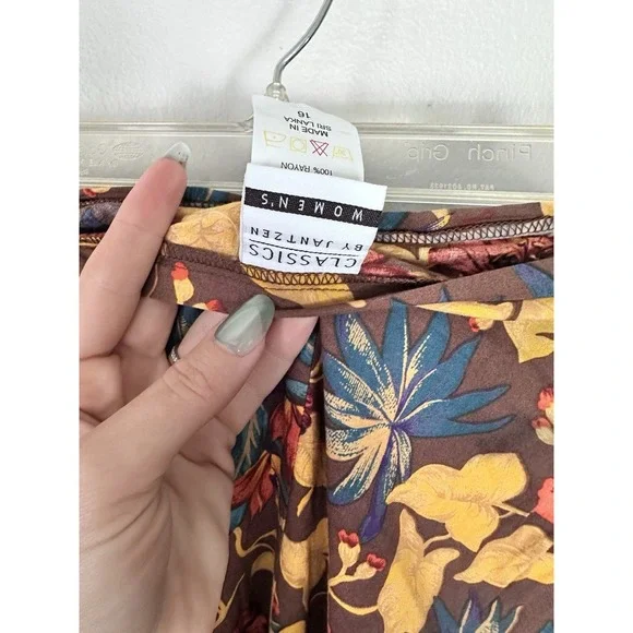 VTG Classics‎ By Jantzen Tropical Floral Boho Midi Skirt Size:16 EUC - Picture 5 of 6